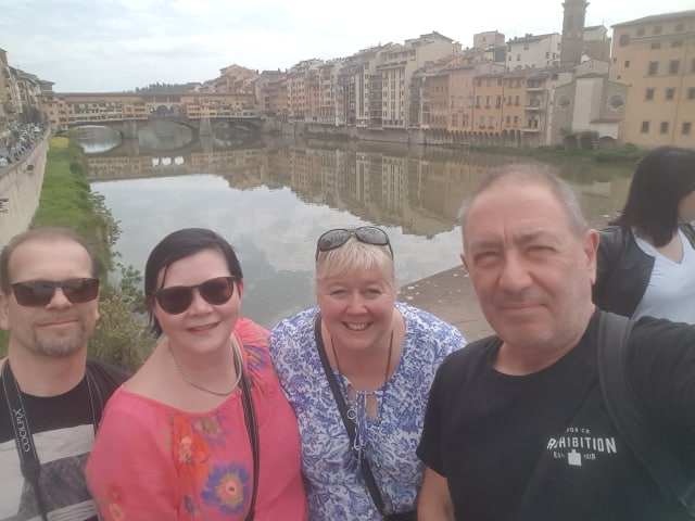Looking towards Ponte Vecchio with the gang